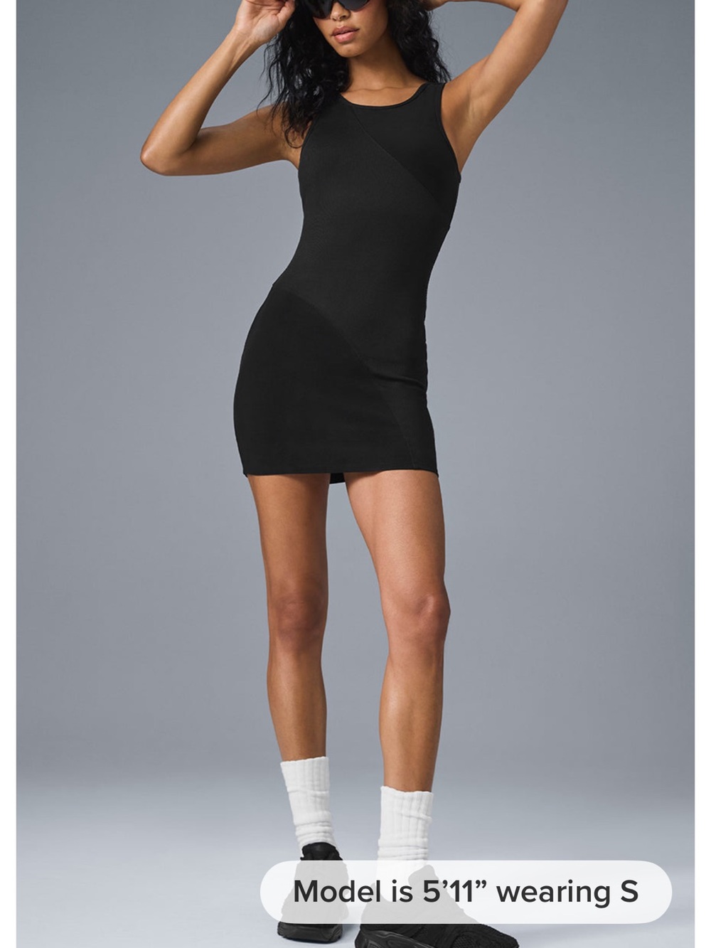 ALO Yoga Black Sleeveless Mini Dress